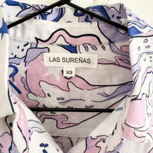 NEW Las Surenas Purple Amor Linen Shirt Dress XS - Picture 6 of 9